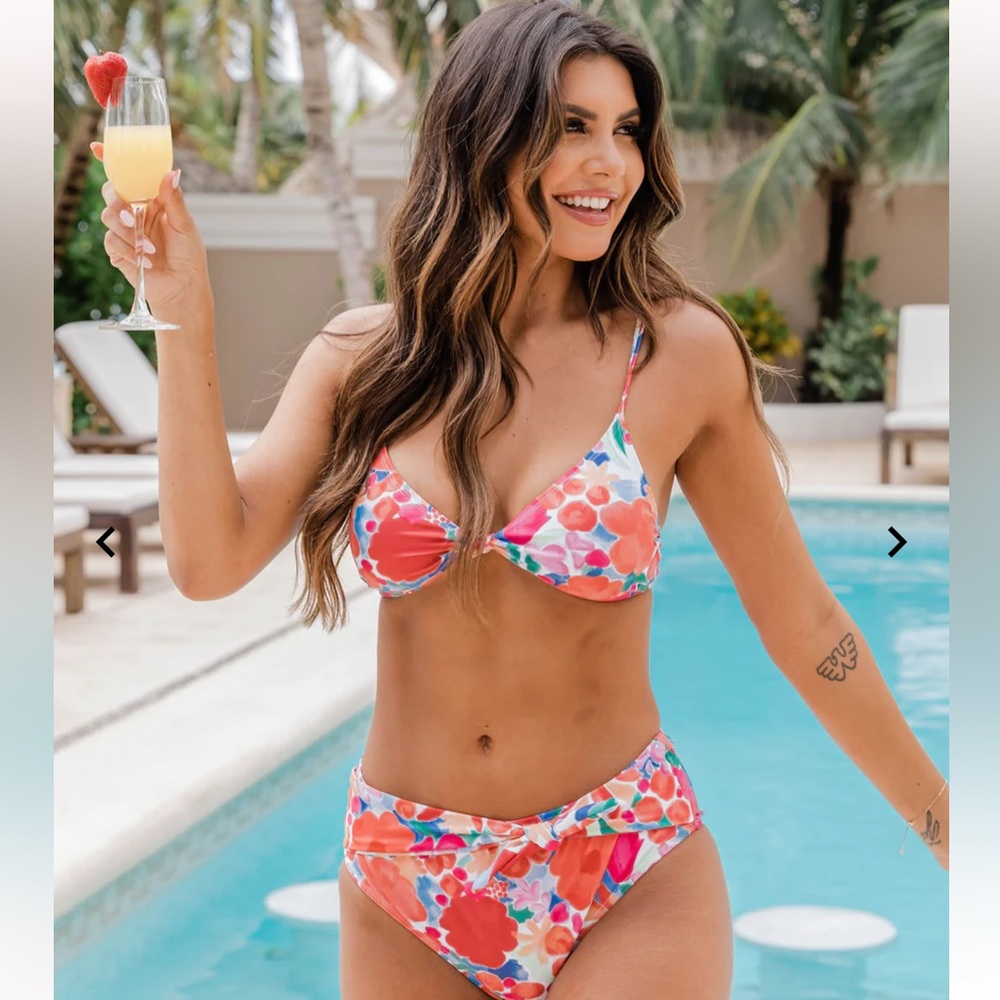 Floral Knotted Bikini | Pink Lily | XL